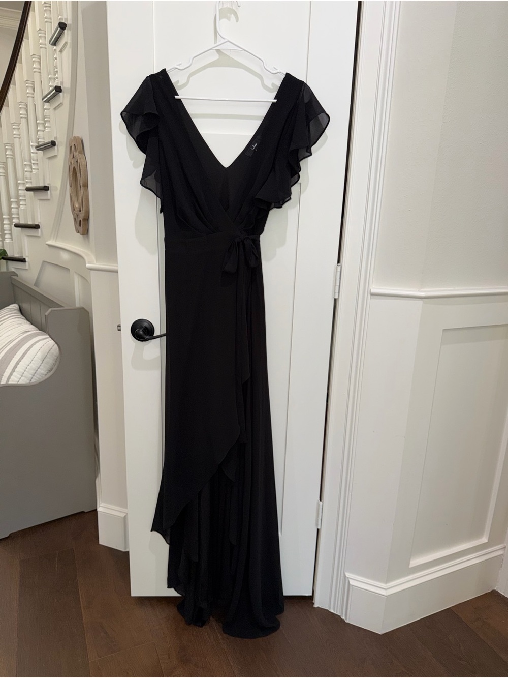 Black Ruffle Womenβs Wrap Maxi Dress - Brand: Lulus